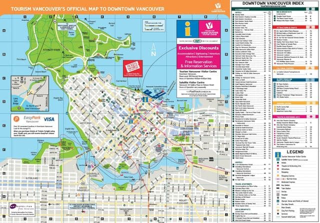 Mapa centrum Vancouver