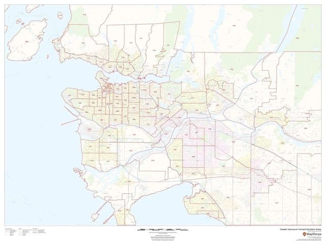 Mapa kodów pocztowych Vancouver