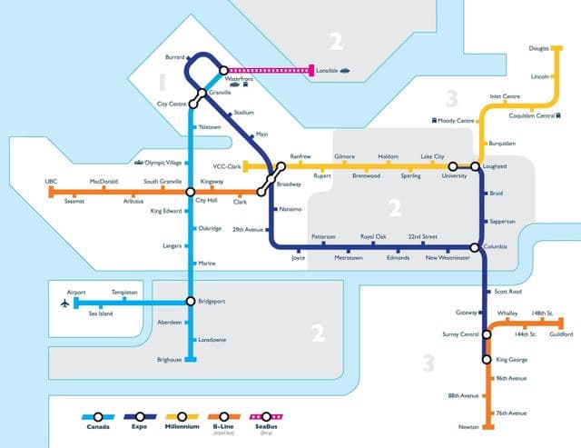 Mapa transportowa Vancouver