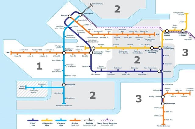 Mapa stref Vancouver