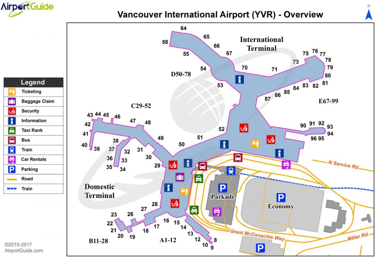 Mapa terminalu lotniska Vancouver