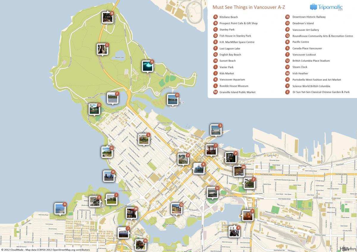 Mapa zabytków Vancouver