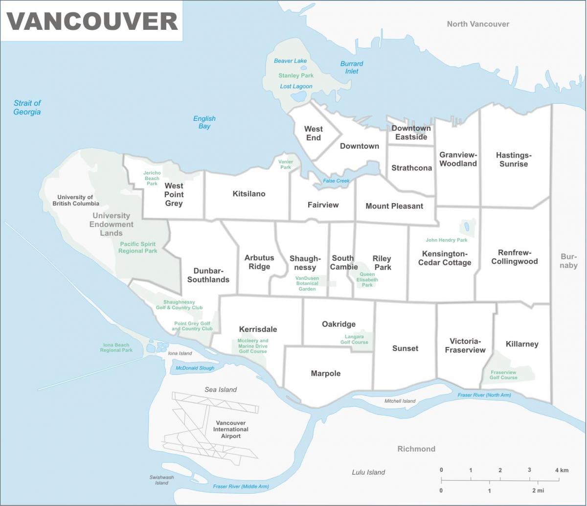 Mapa dzielnicy Vancouver
