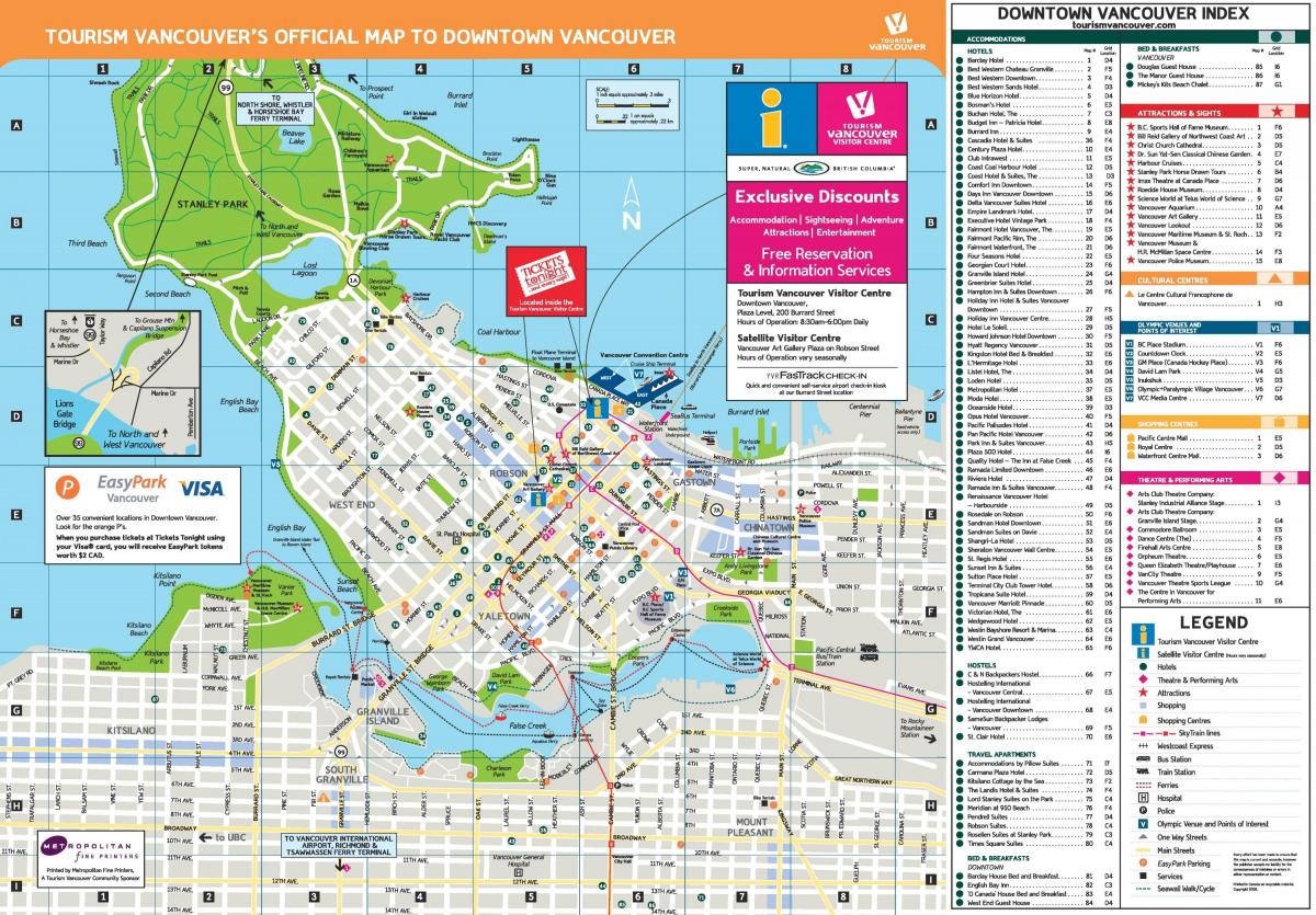 Mapa centrum Vancouver