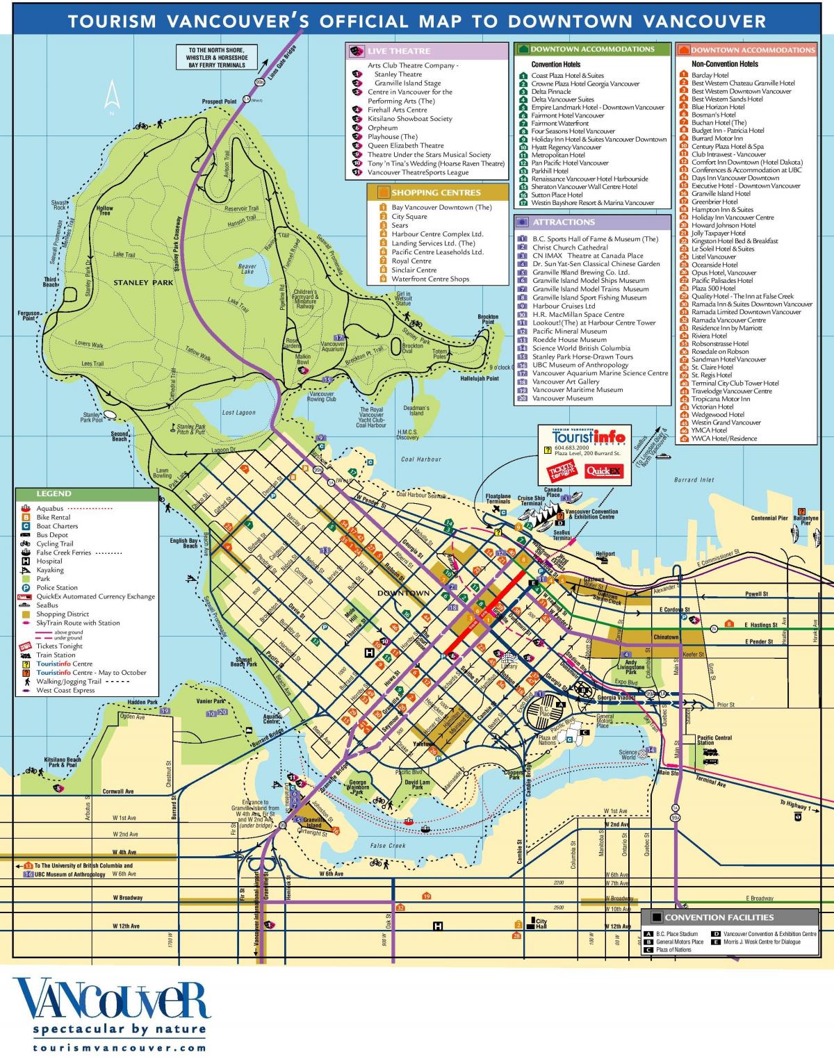 Mapa zwiedzania Vancouver
